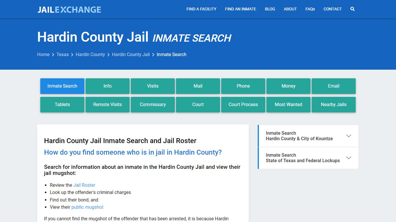 Inmate Search: Roster & Mugshots - Hardin County Jail, TX