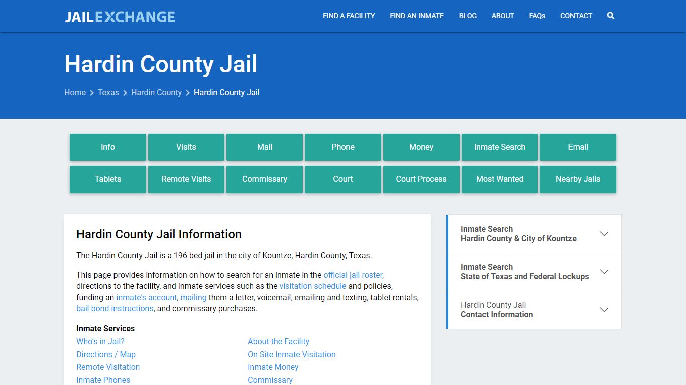 Hardin County Jail, TX Inmate Search, Information